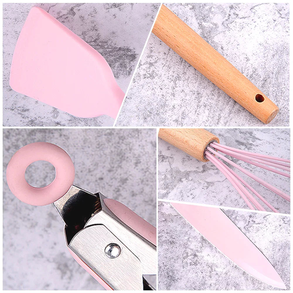 Kitchen Knives Heat-Resistant Non Stick Soup Spoon Cooking Set with Scissors Peeler Cut Meat