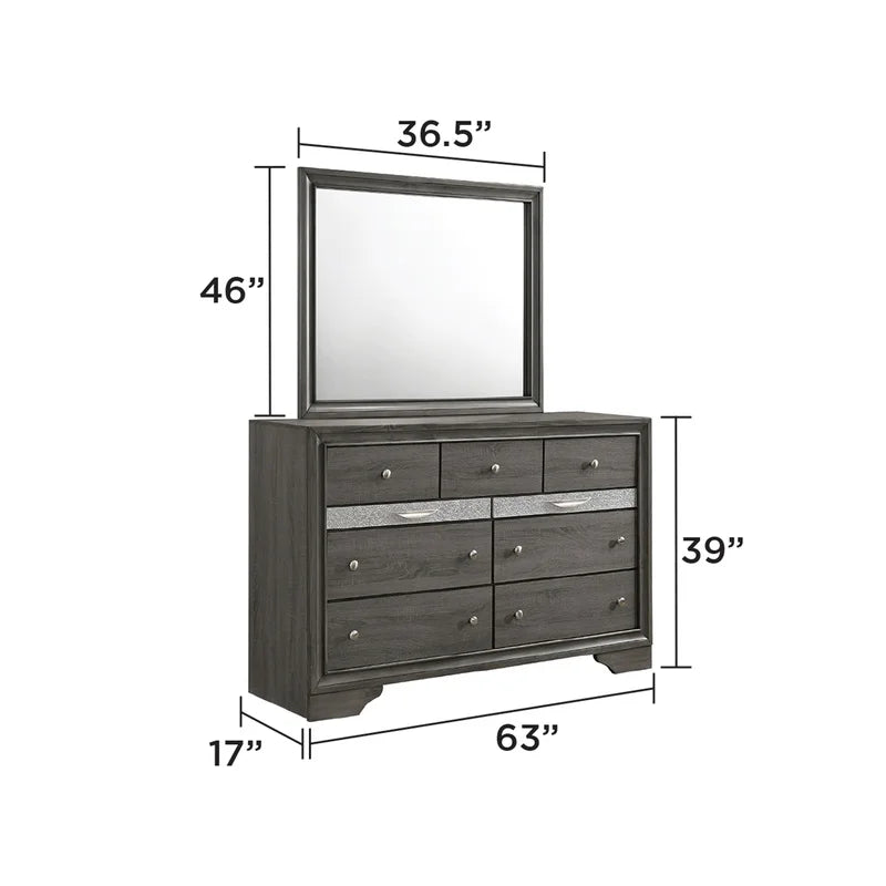 Gray Wood Traditional Queen 5-Piece Bedroom Storage Set