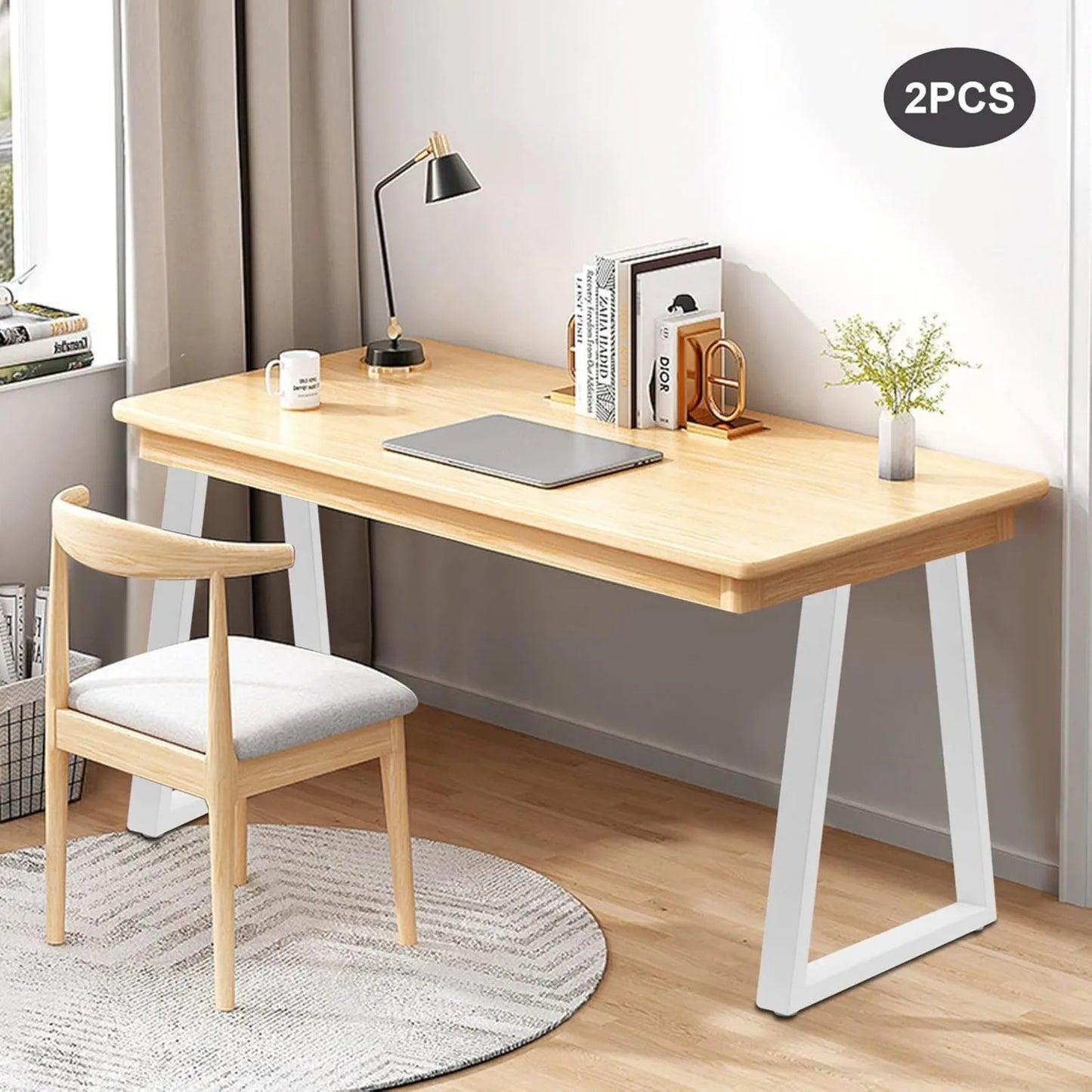 28Inch White Metal Table Legs, 2pcs Trapezoidal Table