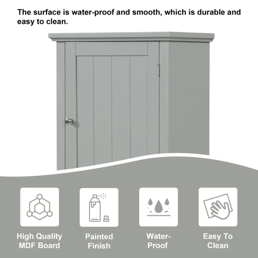 Tall Bathroom Storage Cabinet Freestanding Storage Cabinet with Drawer and Adjustable Shelf MDF Board with Painted Finish Grey