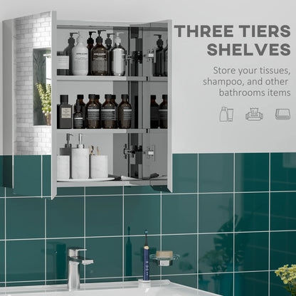 Wall-Mounted Medicine Cabinet with Mirror, Bathroom Mirror Cabinet Wall Mounted with Hinged Door, Storage Shelves