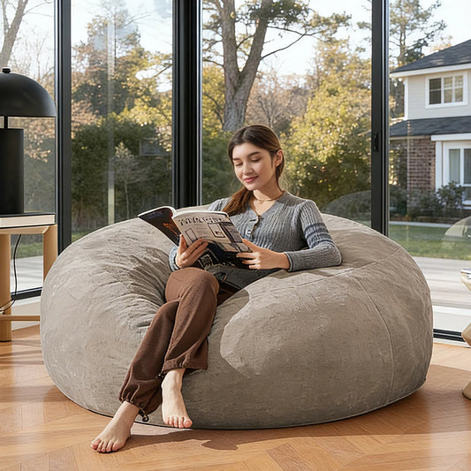Bean Bag Chair filled with memory foam. Large bean bag chair suitable for adults, featuring a soft sofa