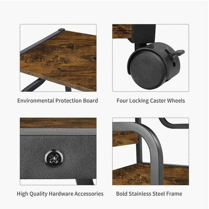 Homfa Mobile Printer Stand Scaner Rolling Cart Home Office Storage Organizer Rack Desk Organizers