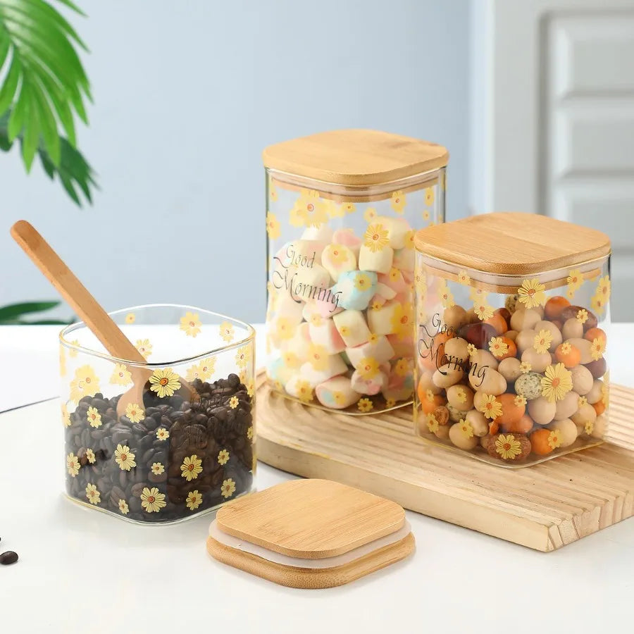 3 Pcs Glass Storage Cans