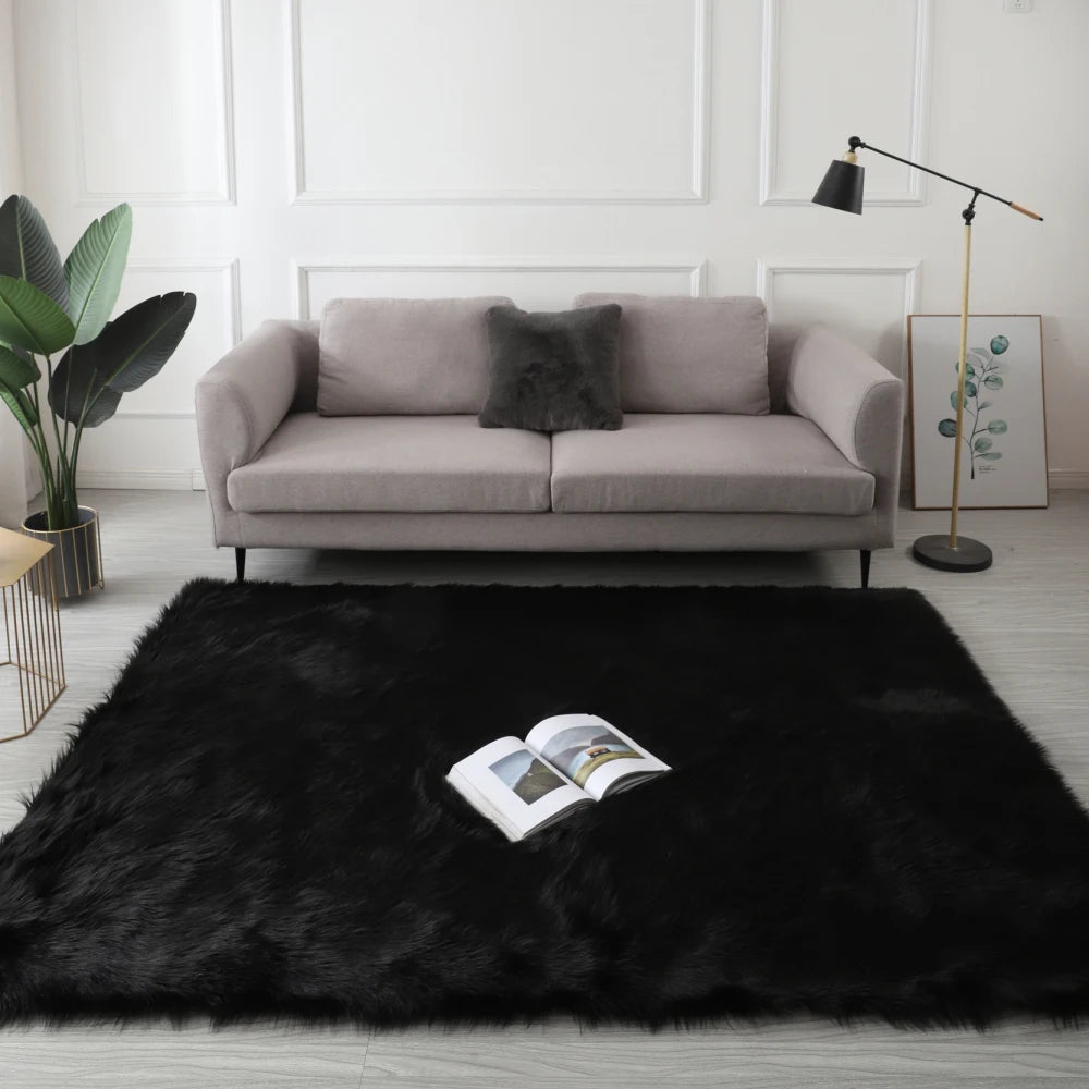 Faux Fur Sheepskin Area Rug Bedroom Blanket Living Room