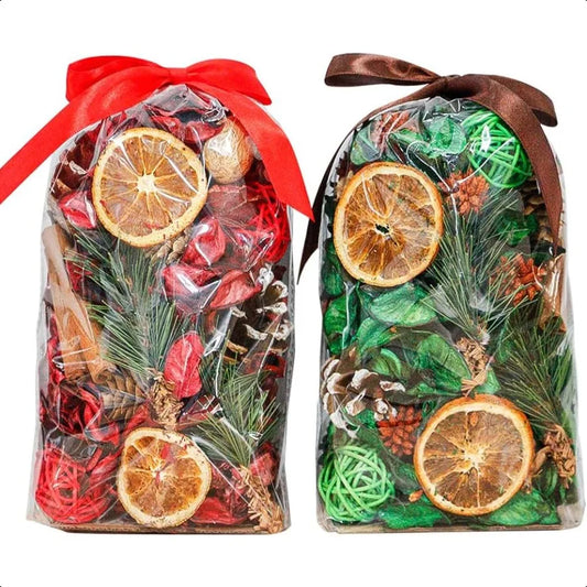 Qingbei Rina Christmas Potpourri BagsCinnamon Apple Pine Scented Potpourri Bowl Filler Winter Holiday Decorative Dried Flowers