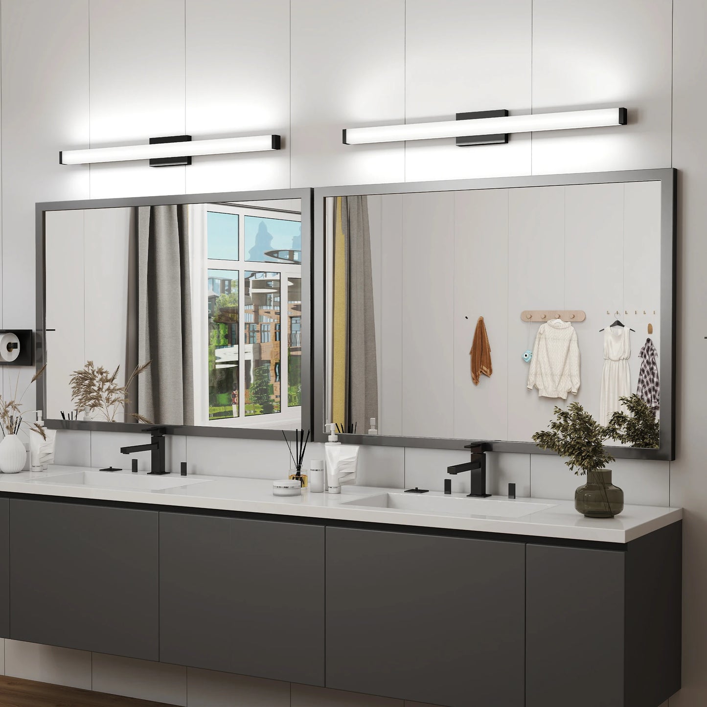 Modern Dimmable Bathroom LED Vanity Light - Waterproof Anti-Rust White Strip Fixture for Mirror & Master Bathroom