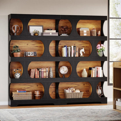 Modern Asymmetrical Bookshelf,Freestanding Display Shelf with Classic Shape,Large Library BookShelf for Living Room, Home Office