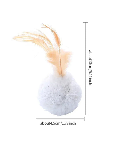 Cat toy plush ball with feathers interactive fun chase pet supplies Throwing Funny Interactive Plush Toy