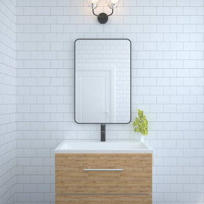 Aluminum Framed Matte Black Rectangle Bathroom Wall Mirror