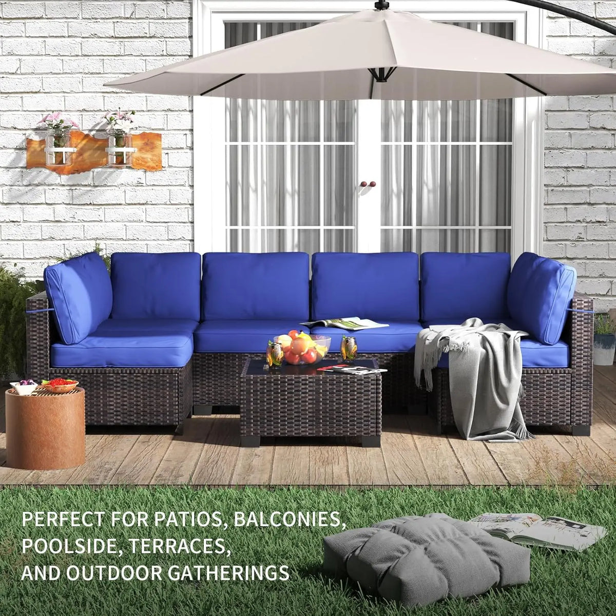 Outdoor Rattan Wicker Sectional Modular Conversation Sofa Set