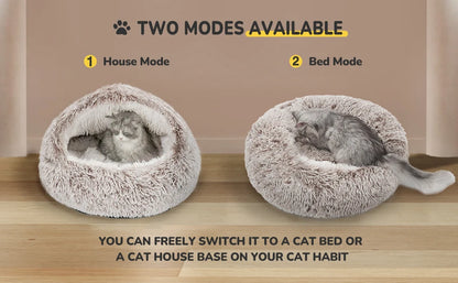 25'' Pet Cat Dog Lovely Cat Beds Nest Soft Comfortable Semi-enclosed Cat Nest Kennel indoor Pet house Supplies for Pet to Rest