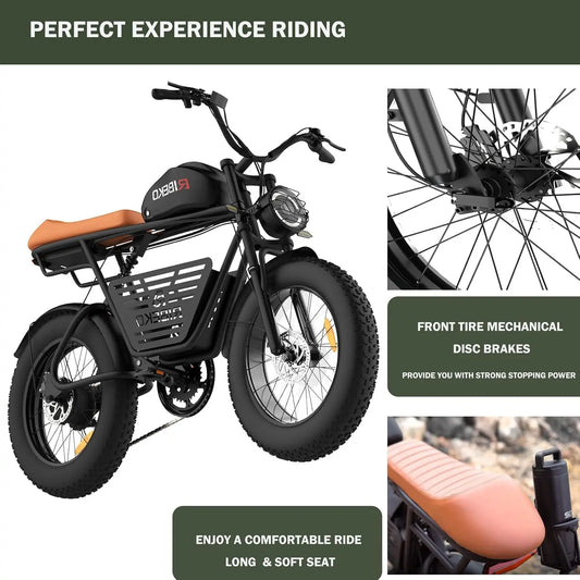 Electric Bike for Adults, Dual Motor2000Wo 20 in Fat Tire Ebike, Up to 37MPH & 80 Miles,48V 25Ah Removable Battery，7 Speed