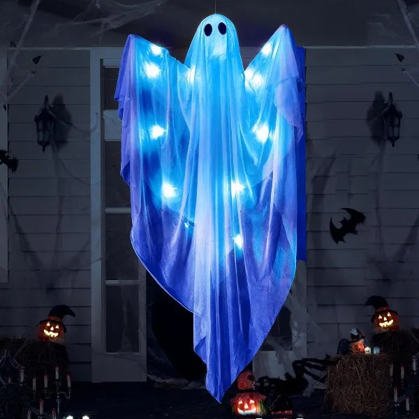 Halloween Hanging Light up Ghost with Spooky Blue LED Light