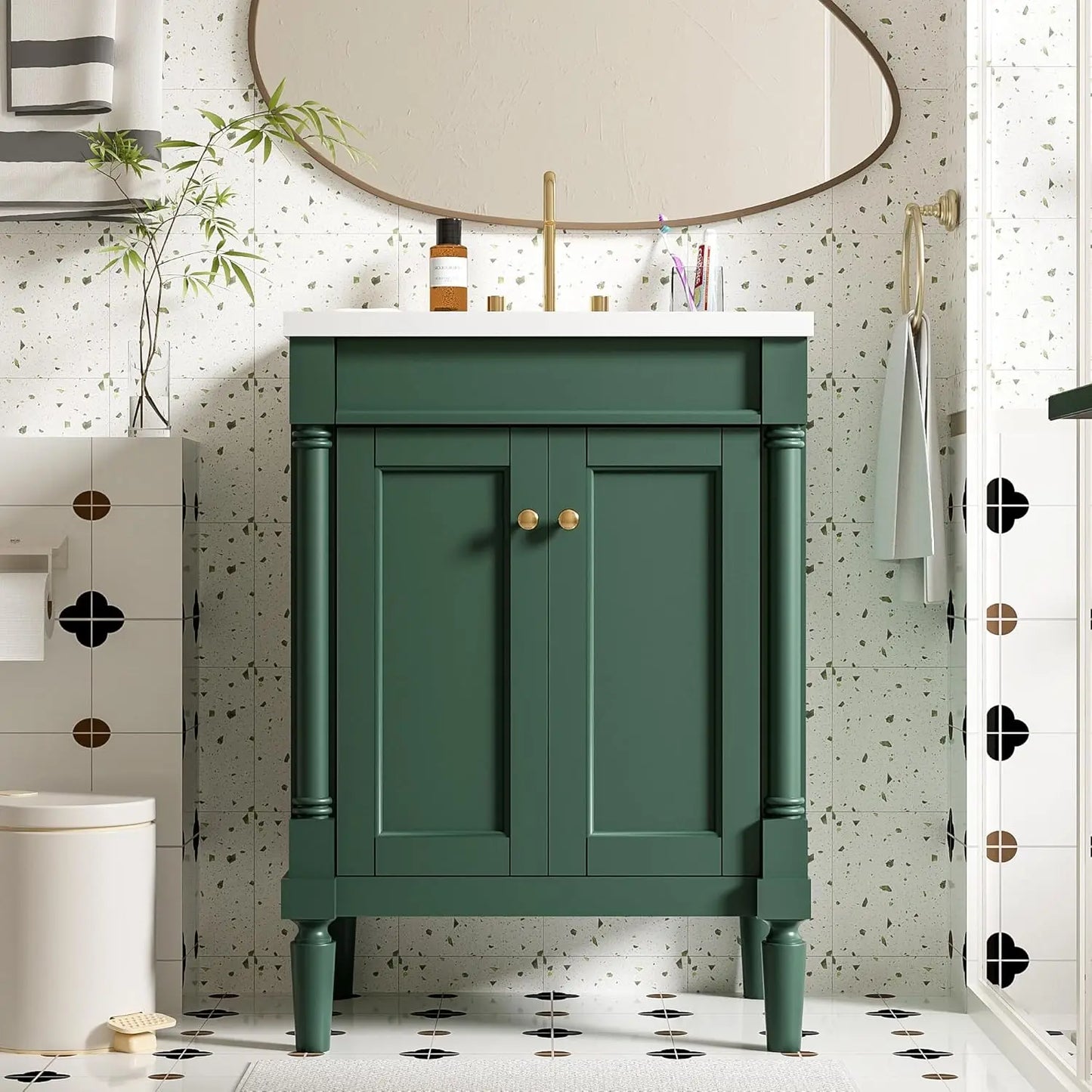 24 Inch Bathroom Vanity with Single Sink Combo Set, Modern Bathroom Storage Cabinet with Double Soft Closing Doors,, Customized