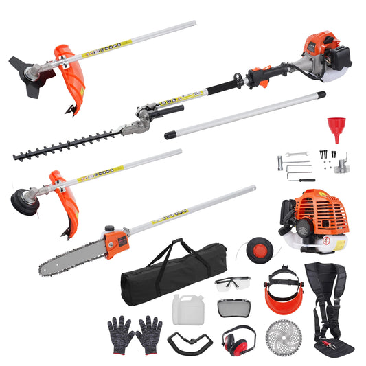 5-in-1 Multi-Functional Trimming Tools Gas Hedge Trimmer Weed Eater String Trimmer Edger Pole Saw Chainsaw Pruner