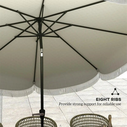 8.8FT Light Gray Patio Umbrella - UPF 30+ Outdoor Market Umbrella with 8 Ribs & Push Button Tilt