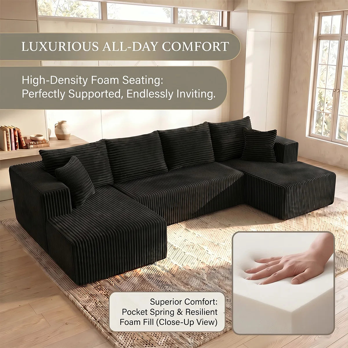 U-shaped Modular Canvas Sofa