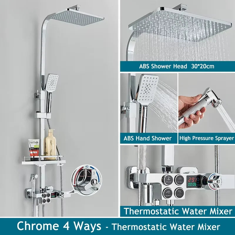 Thermostatic Digital Display Shower Faucet Set Shower Mixer Crane Shower Bath Faucet Bathtub Shower Bidet Faucet