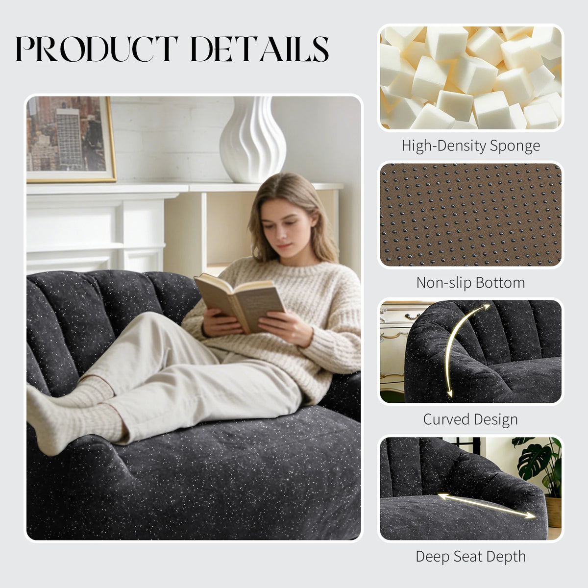 Comfy Bean Bag Sofa with Back Support