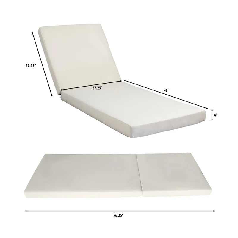 Wood Chaise Lounge with Cream Water-Repellent Cushion, 79.6" L x 29" W, 300 lbs Capacity