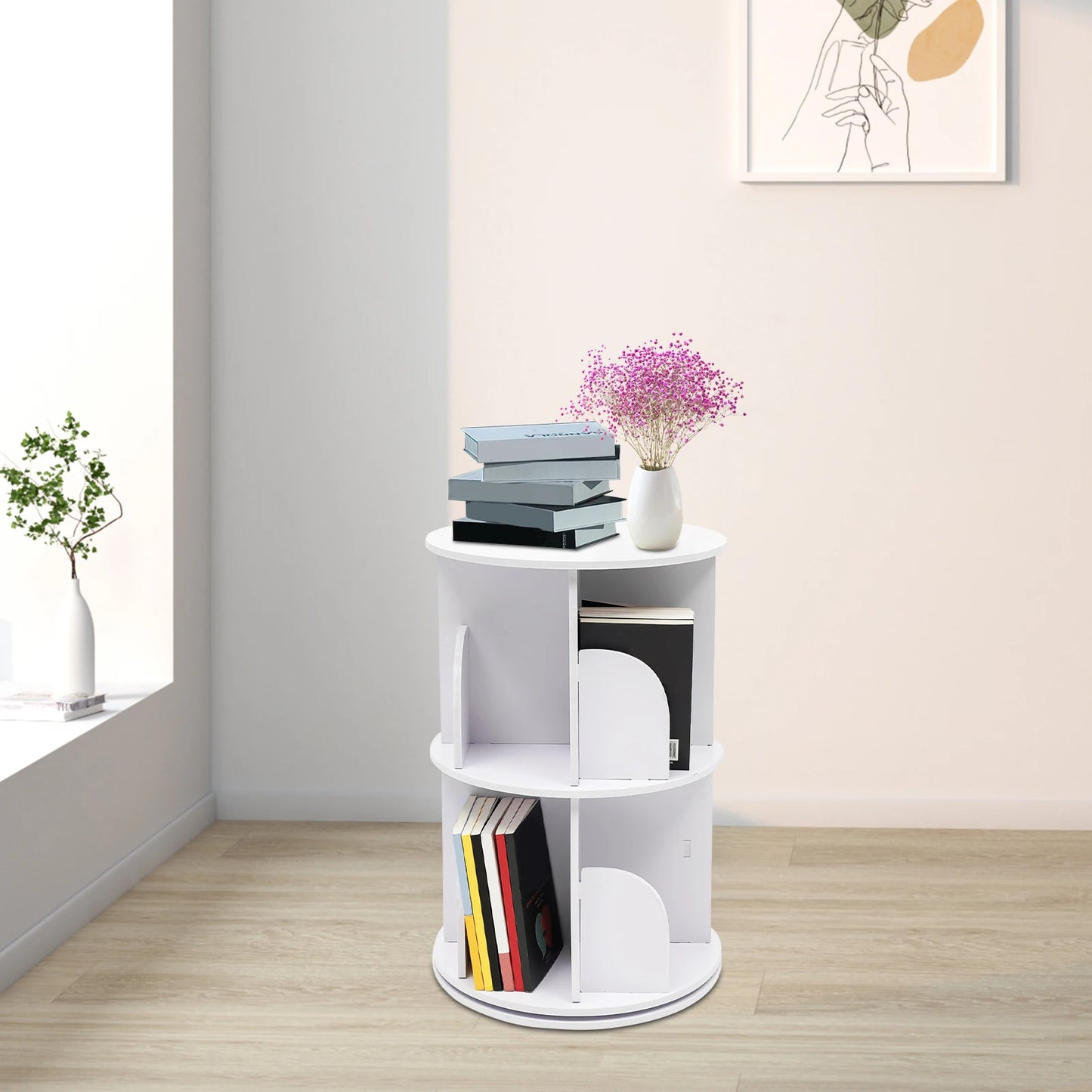 2-Tier Rotating Bookshelf: Stylish Design,