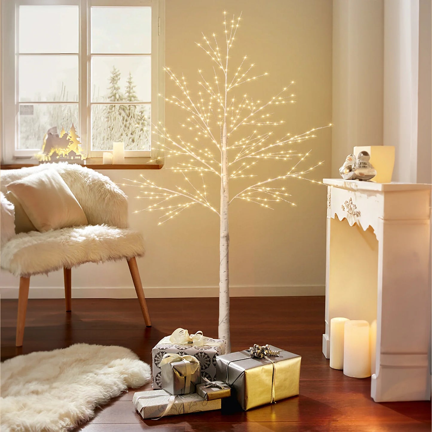 Lighted Birch Tree, Lighted Christmas Tree,