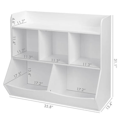 Toy Storage Organizer with Bookcase, Kids Multi Shelf Cubby for Books,Toys, Storage Organizer for Boys,Girls Play R Customizable