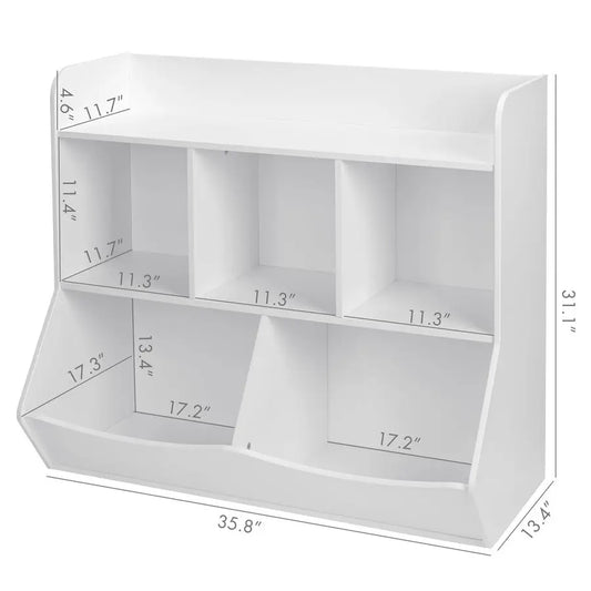 Toy Storage Organizer with Bookcase, Kids Multi Shelf Cubby for Books,Toys, Storage Organizer for Boys,Girls Play R Customizable