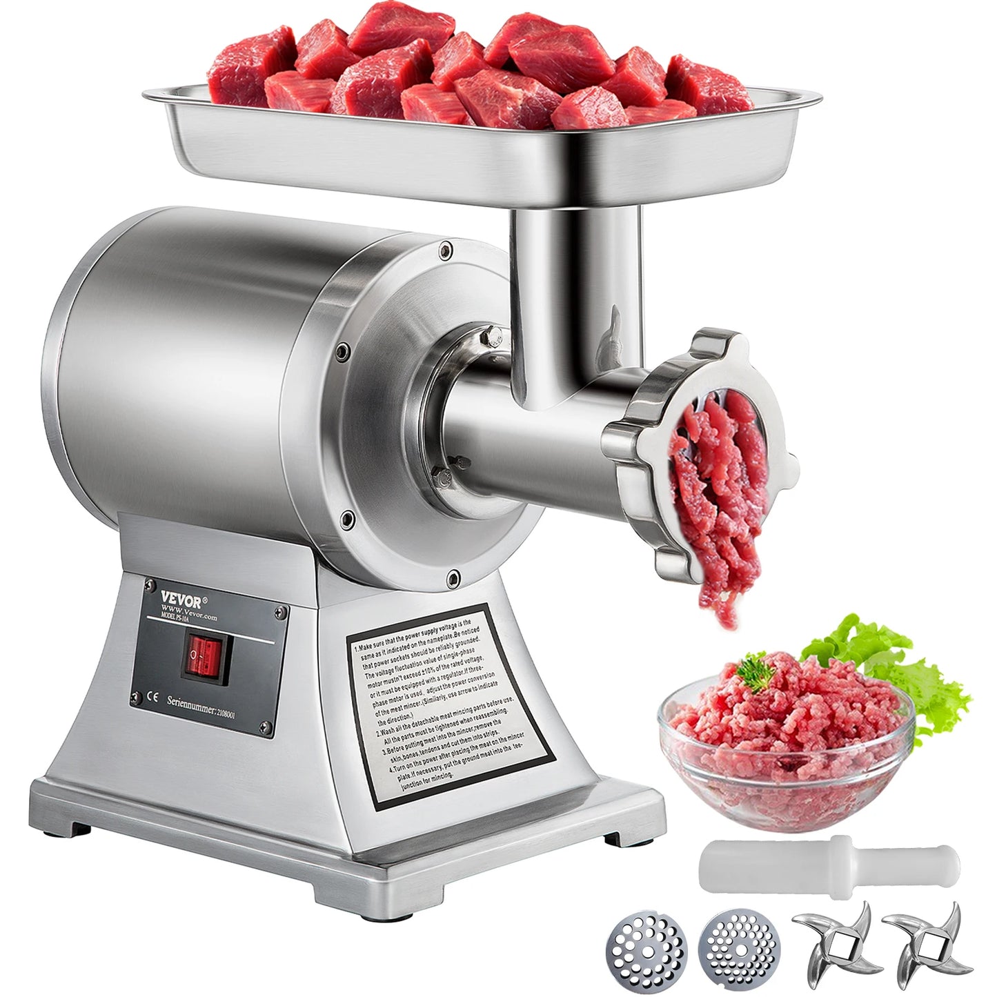 Electric Meat Mincer Grinder Commercial Kitchen Chopper Food Processor Sausage Maker Machine Home Appliance