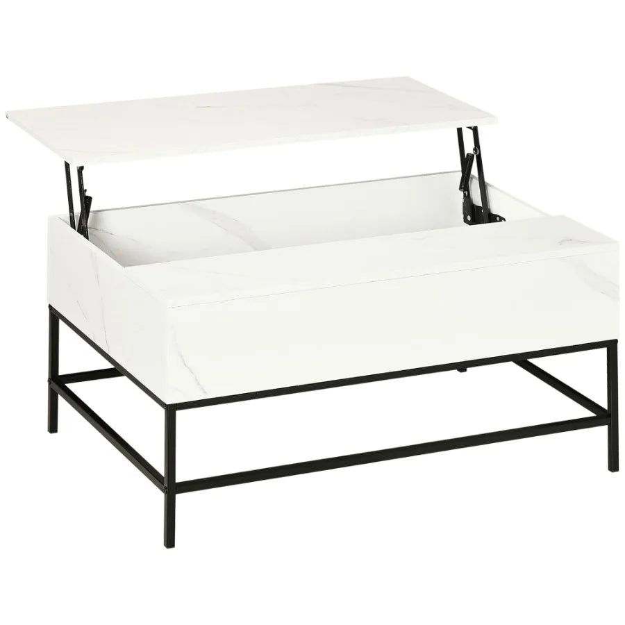 Lift Top Coffee Table Modern Hidden Storage Metal Legs