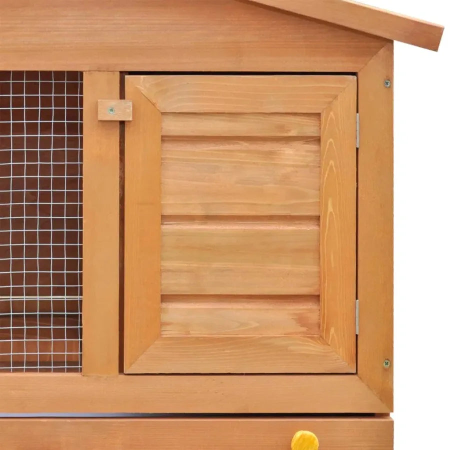 Outdoor Rabbit Hutch Small Animal House Pet Cage Wood 3 Doors Portable Waterproof