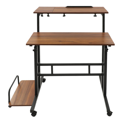 Multi Functional Foldable Desk Modern Computer Desk Adjustable Computer Table with 6 Universal Wheels 20kg Load Capacity
