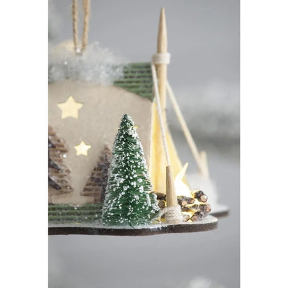 5x3.5x4 Cardboard Lited Tent Ornament Drative Hanging Christmas Tree Ornaments for Holiday Party Drations Set of 6
