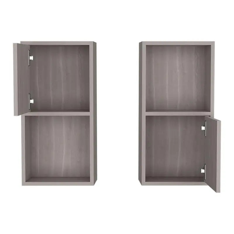 Wall-Mounted Bathroom Medicine Cabinet with Double Doors and Shelves in White Oak Finish