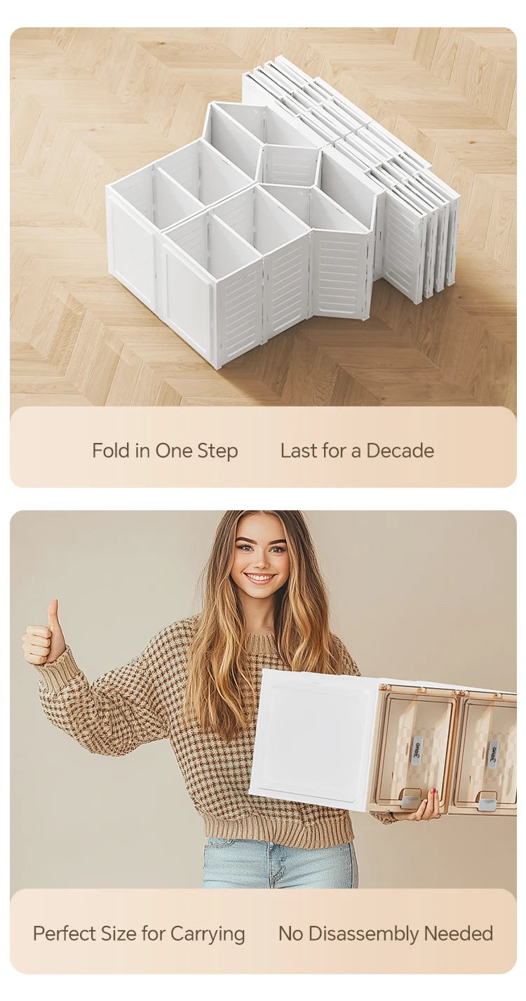 Foldable Clear Shoe Box,One Piece Shoe Rack, Bedroom Living Room Entrance Dormitory Accessory (For Entrance) Folding Sneaker