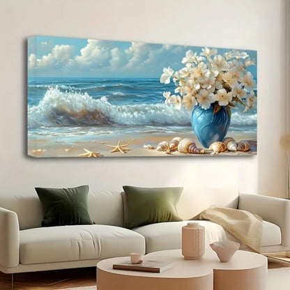 1.5 inch thick pine solid wood frame, large living room mural, seascapes, coastal