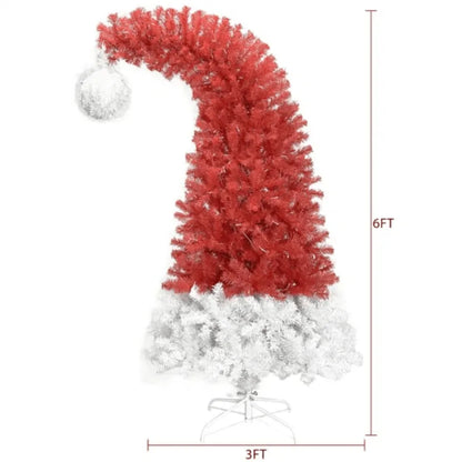 6FT Hinged Fir Artificial Fir Bent Top Christmas Tree Xmas Tree Bendable S