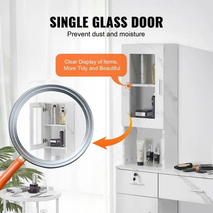 Wall Mounted Salon Storage Unit with Cabinet 3 Shelves