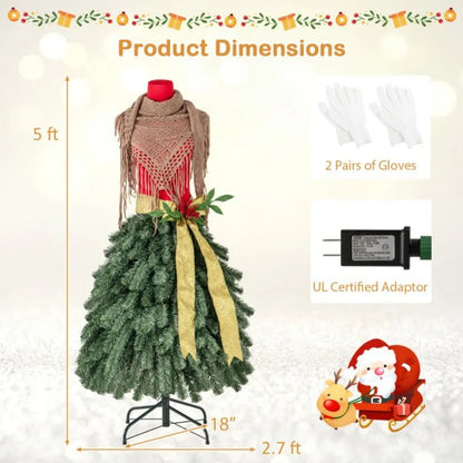 5 FT Prelit Manneq Artificial Christmas Tree Dress