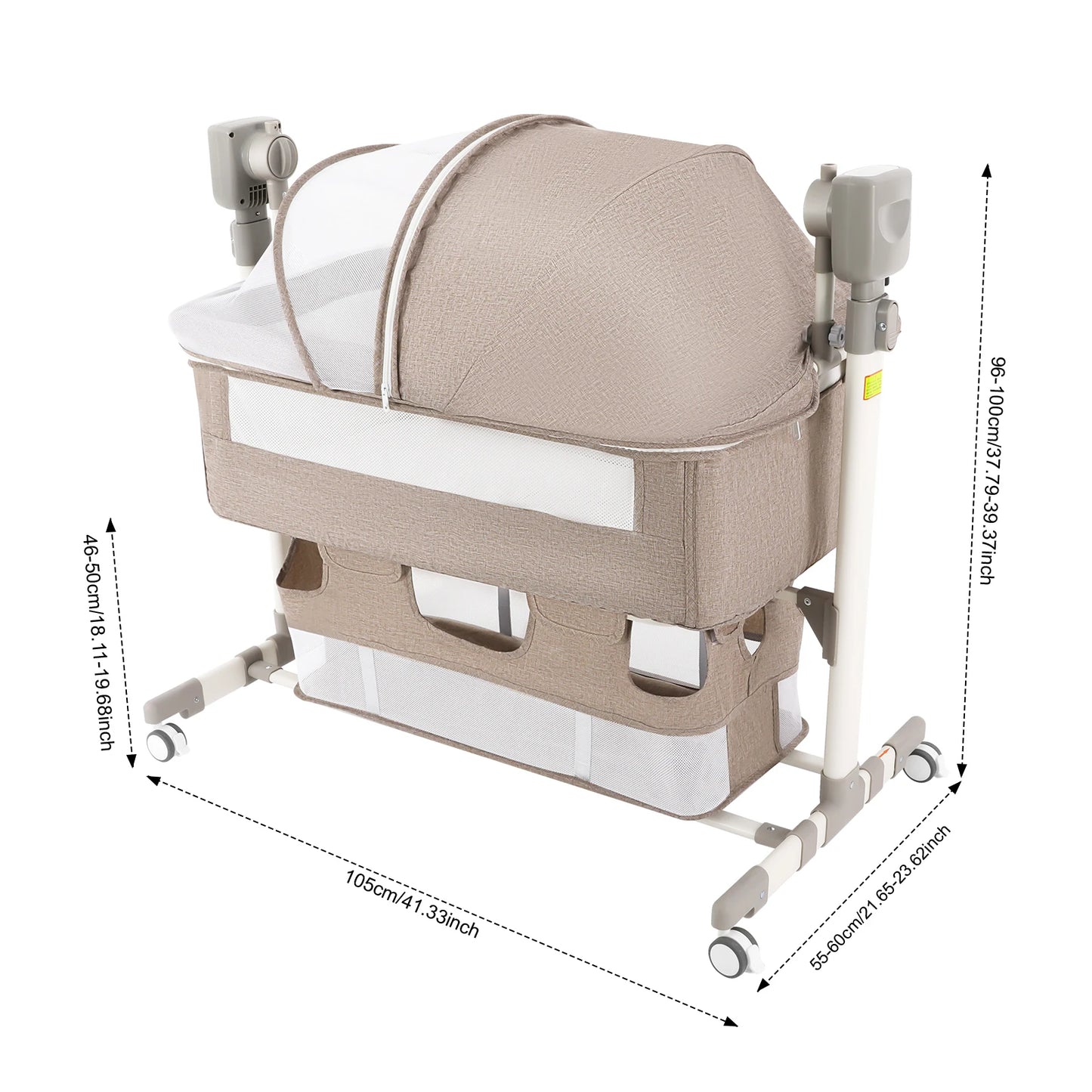 Portable Baby Bed Height Adjustable Bedside Sleeper Music Play