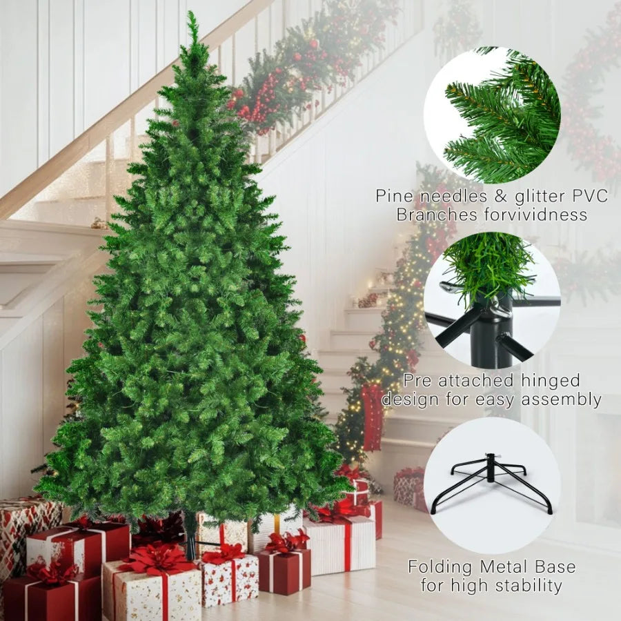 8FT 6FT 4FT PreLit Green Pine Artificial Christmas Tree Set of 3 Hinged Xmas Trees