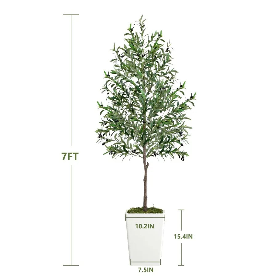 Artificial Olive Tree 7FT with Pot and Moss Artificial Plants for Home Office Dr