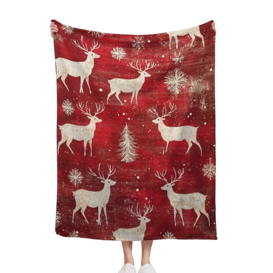 Christmas Deer Flannel Blanket, Super Soft, Durable, Perfect For Snuggling, Outdoor Adventures, Travel And Treasure Gift