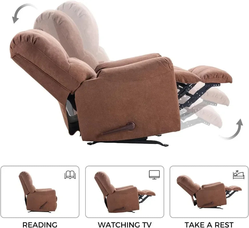 Rocker Recliner Chair for Adults Set of 2,Manual Recliner Chair with Overstuffed Backrest and Armrests,Soft Fabric Manual