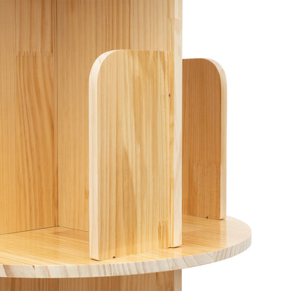 4 Tier Rotating Bookshelf with Legs,Floor Standing Stackable Wood Round Bookshelf 360 Display Book Shelf for Living Room Bedroom