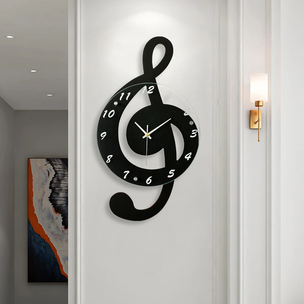 Durable Stylish Musical Note Wall Clock, Silent Non-Ticking, Battery Operated,