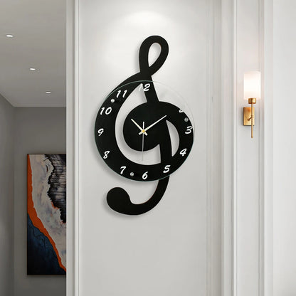 Durable Stylish Musical Note Wall Clock, Silent Non-Ticking, Battery Operated,