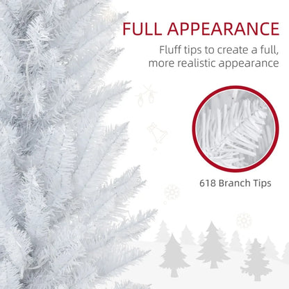 HOMCOM 8' Tall PreLit Slim Noble Fir Artificial Christmas Tree