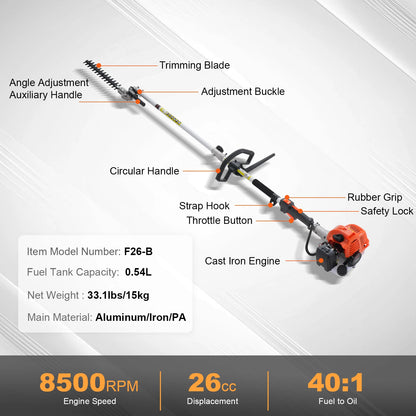 5-in-1 Multi-Functional Trimming Tools Gas Hedge Trimmer Weed Eater String Trimmer Edger Pole Saw Chainsaw Pruner